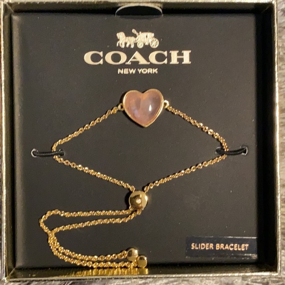 *Boxed* COACH Rose Quartz Heart Slider Bracelet - Picture 3 of 8
